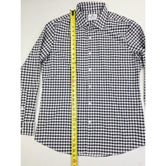 Mizzen Main Sz XL Trim Fit Mens Black White Check Spread Collar Polyester Shirt - Picture 8 of 9